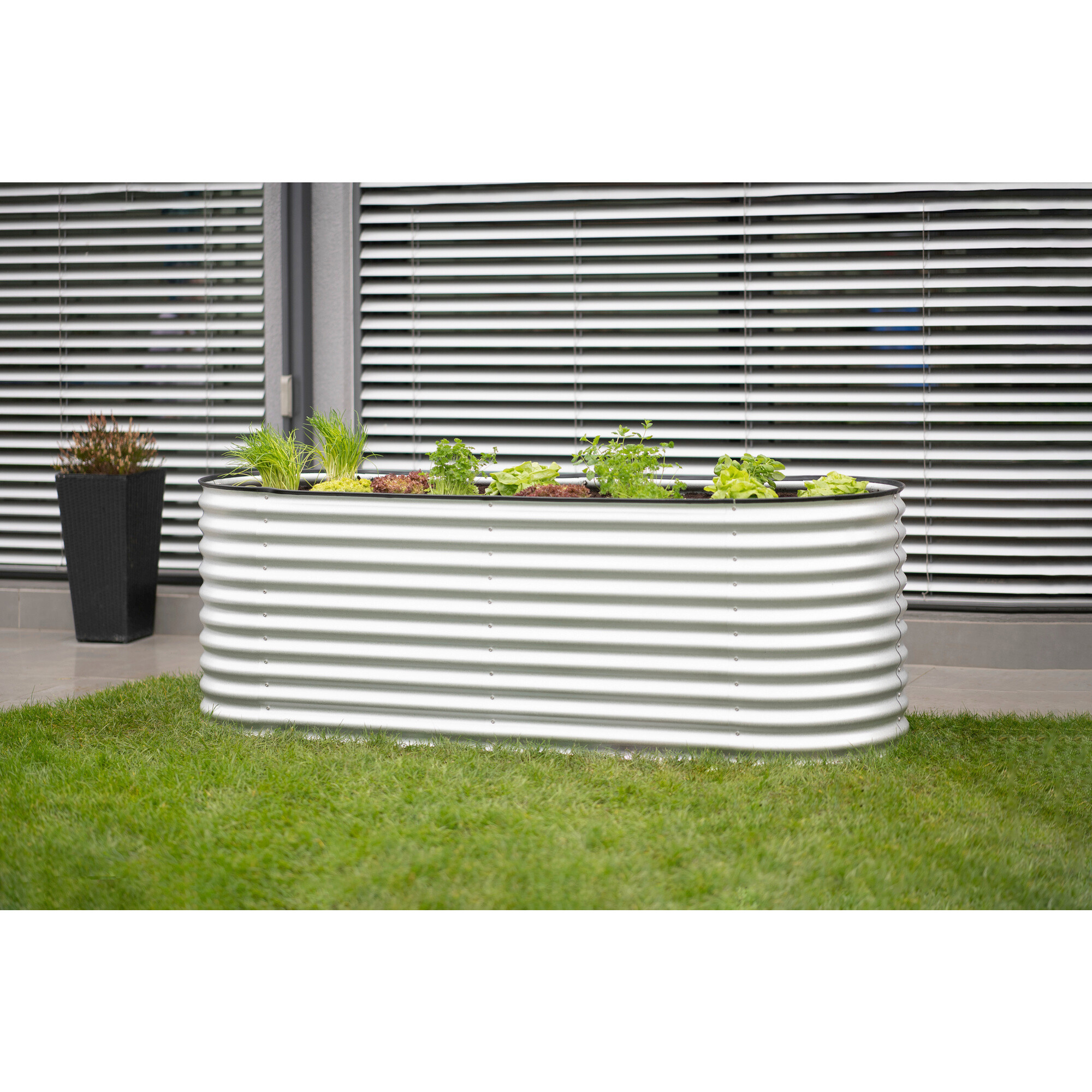 Westmann Hochbeet Oval silber Metall B/H/L: ca. 80x82x240 cm