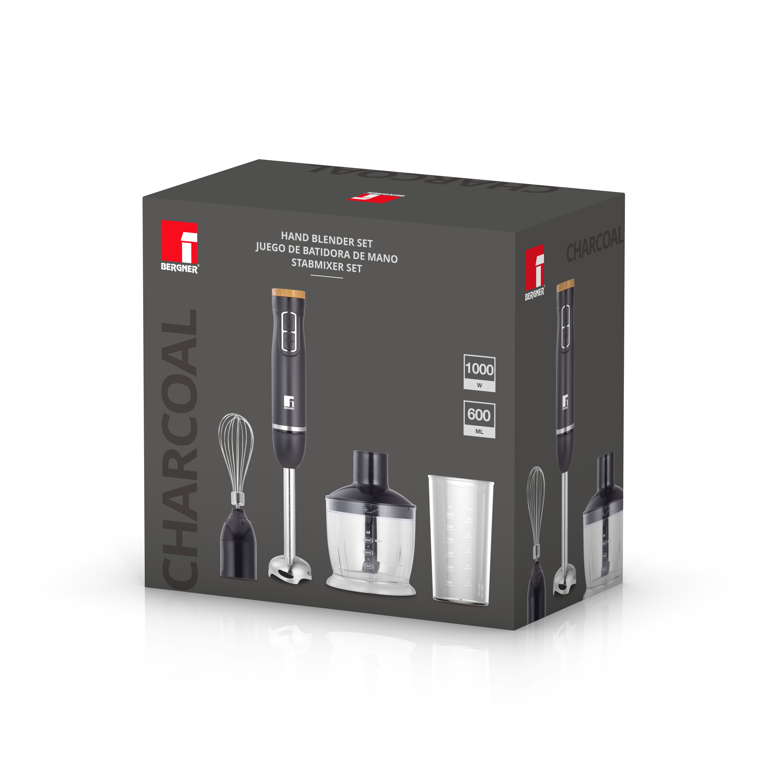 BERGNER Stabmixer-Set schwarz silber Edelstahl B/H/L: ca. 14,2x23,2x24,5 cm BERGNER Stabmixer-Set schwarz silber Edelstahl B/H/L: ca. 14,2x23,2x24,5 cm