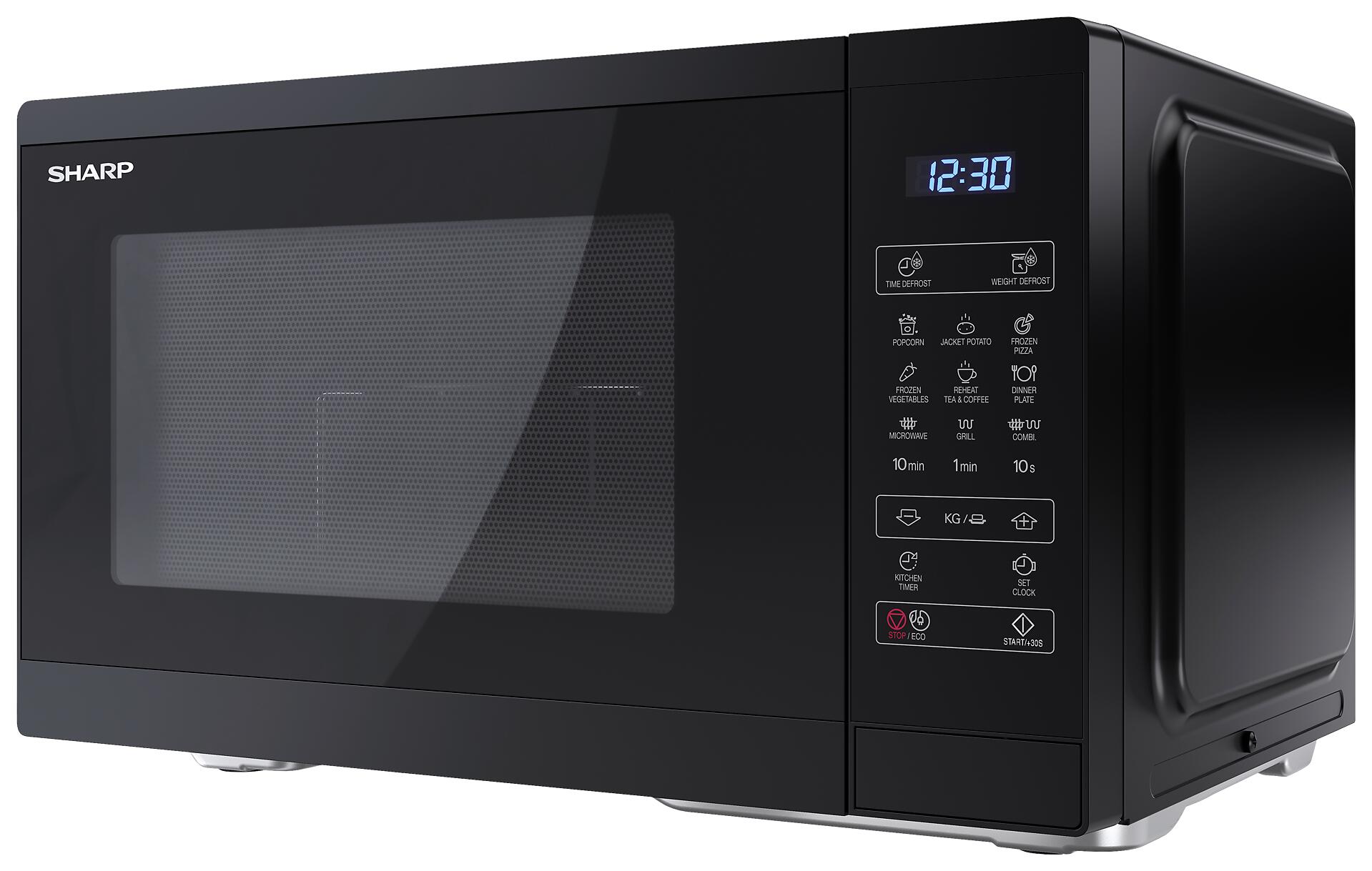 Sharp Mikrowelle mit Grill YC-MG252AE-B schwarz Stahl B/H/T: ca. 47,2x28x34,5 cm