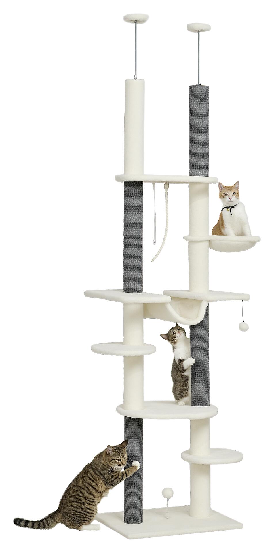 PawHut Kratzbaum weiß Polyester B/H/L: ca. 44x255x60 cm