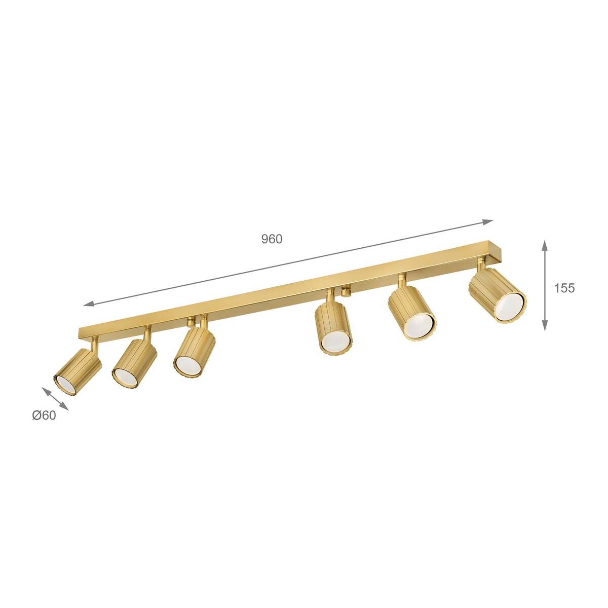 Lamkur Strahler Prisma gold Stahl B/H/L: ca. 6,5x16,5x117 cm 6 Brennstellen