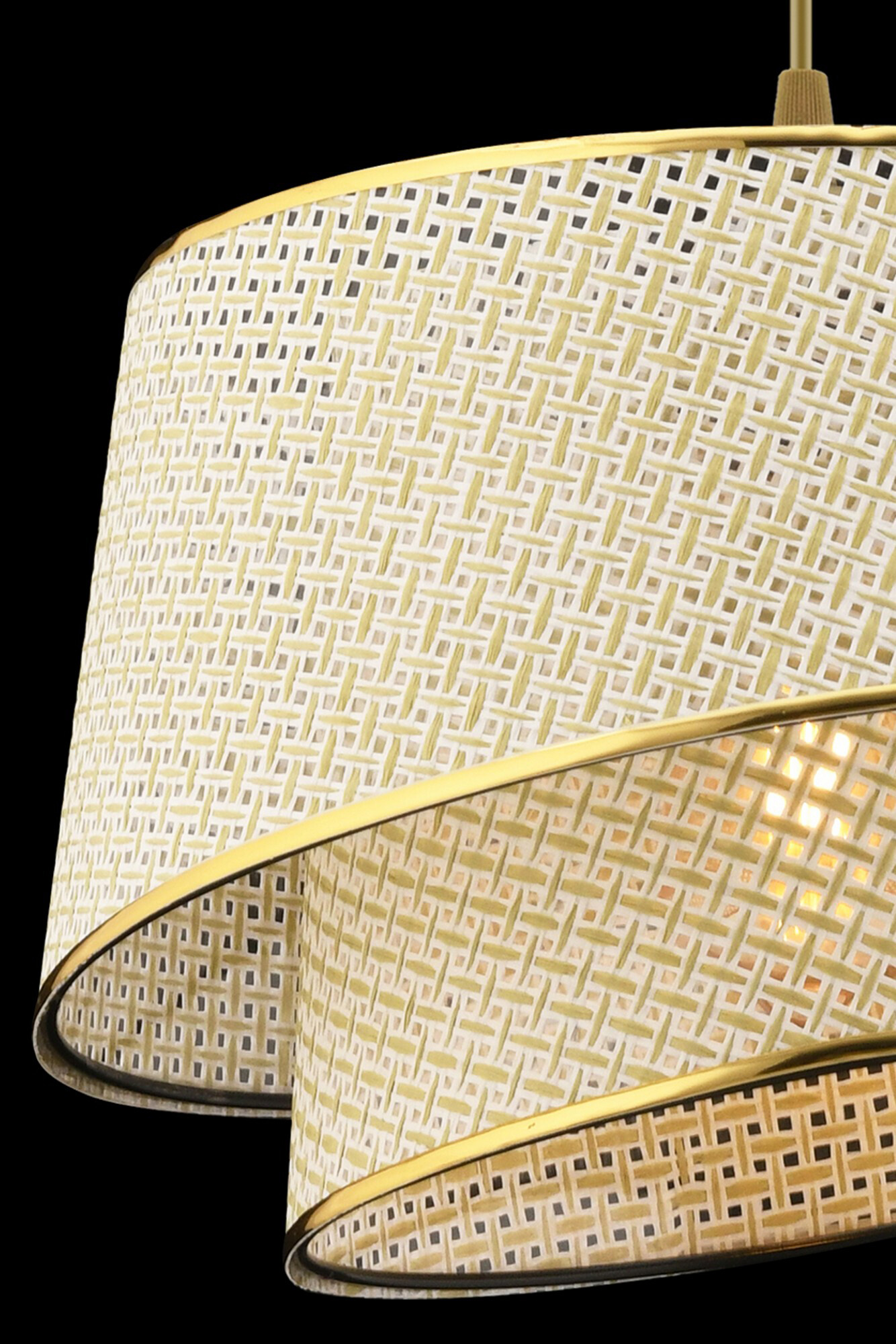 Opviq Pendelleuchte Barette gold creme Stoff Metall B/H/L: ca. 32x65x32 cm E27 1 Brennstellen