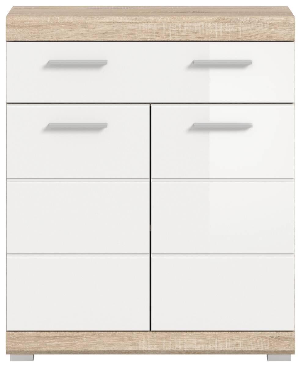 Schrank Lambada Eiche Sonoma Nachbildung weiß Hochglanz B/H/T: ca. 74x88x31 cm