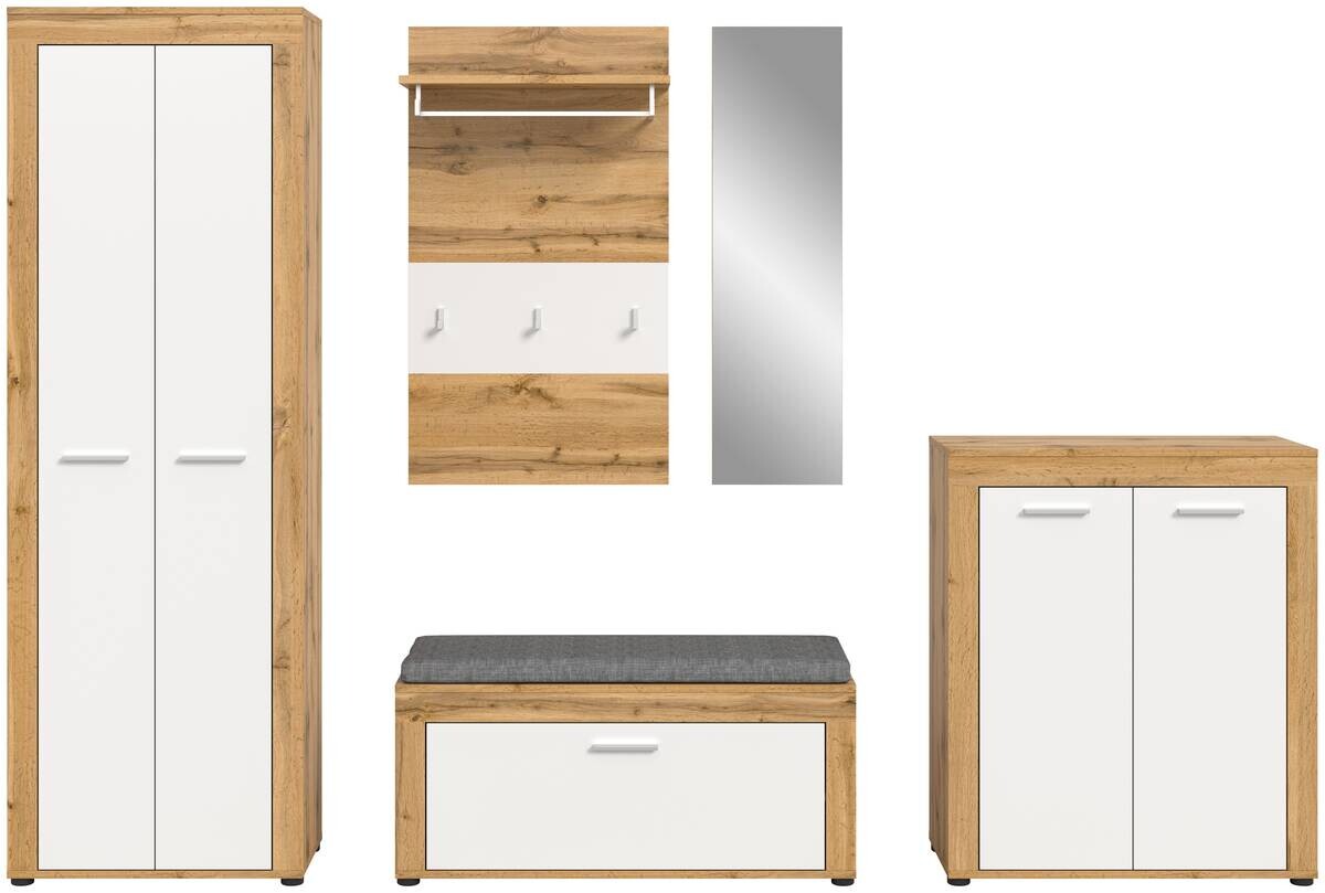 Garderobe JAM Eiche Wotan Nachbildung weiß B/H/T: ca. 285x191x35 cm