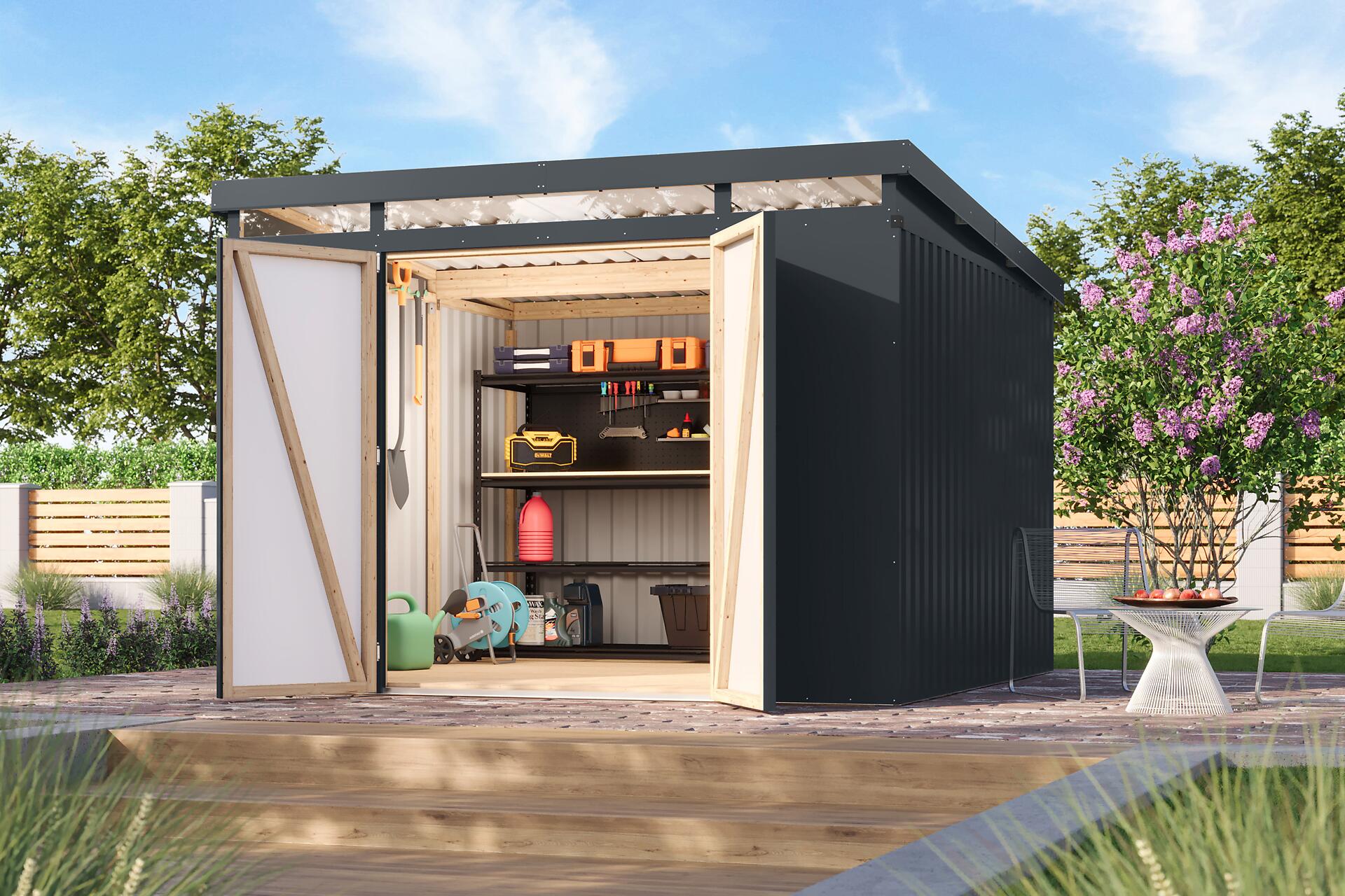 Karibu Gartenhaus IIndra 3,5 anthrazit B/H/T: ca. 289x213x289 cm