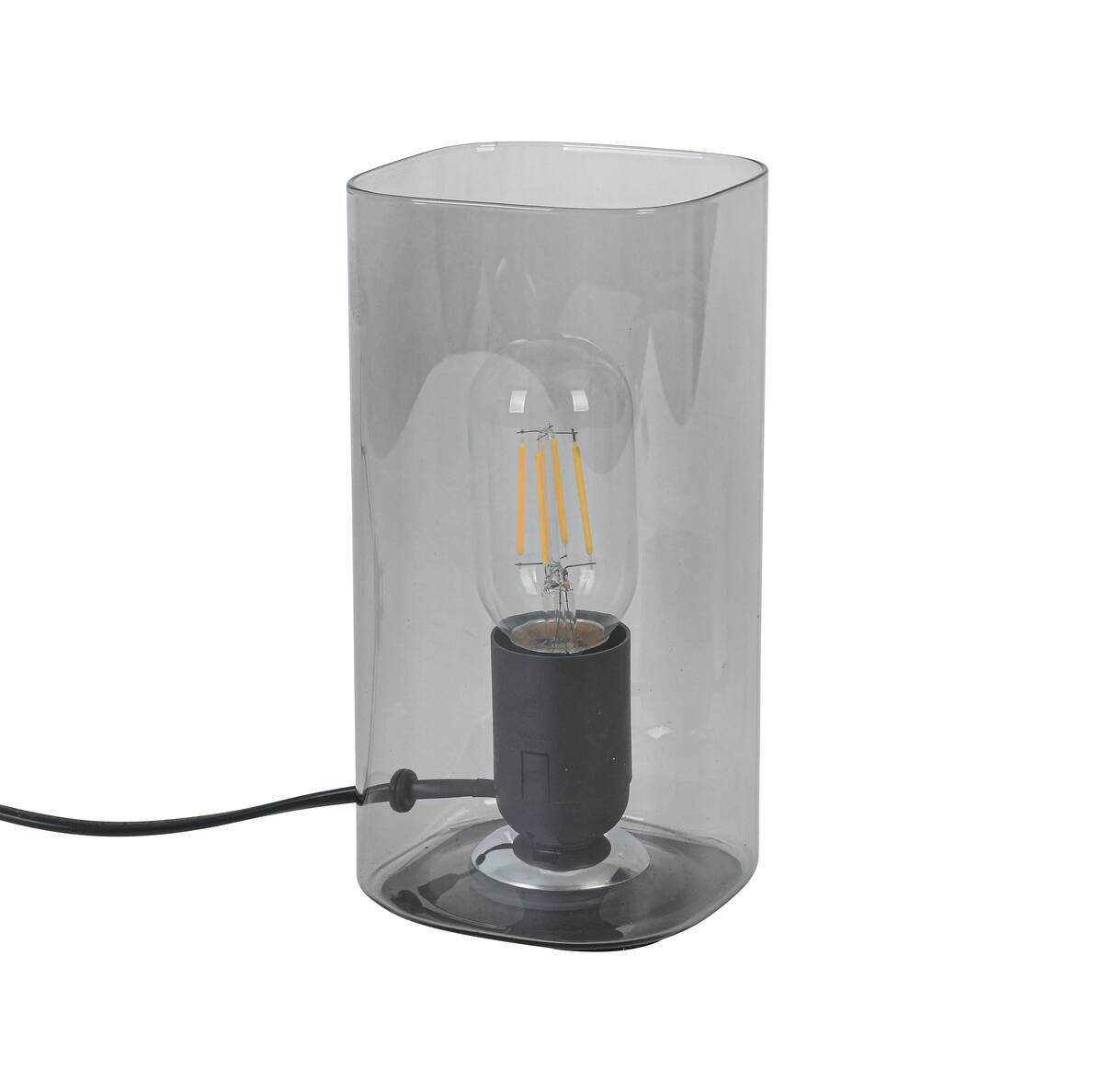 Nolo Tischleuchte Paige Rauch Glas B/H/L: ca. 9,5x20x9,5 cm E27 1 Brennstellen