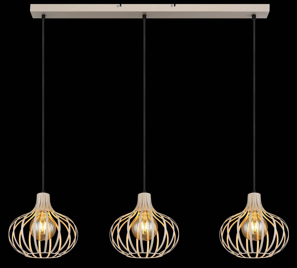 GLOBO Pendelleuchte MATEO 33370319 schwarz sand creme Metall B/H/L: ca. 103x150x25 cm E27 3 Brennstellen