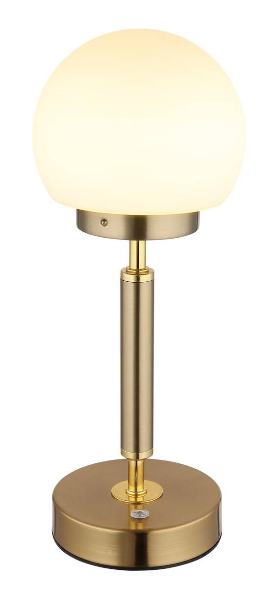 GLOBO LED-Tischleuchte Opal messing Glas Metall H/D: ca. 28,5x11,5 cm 1 Brennstellen