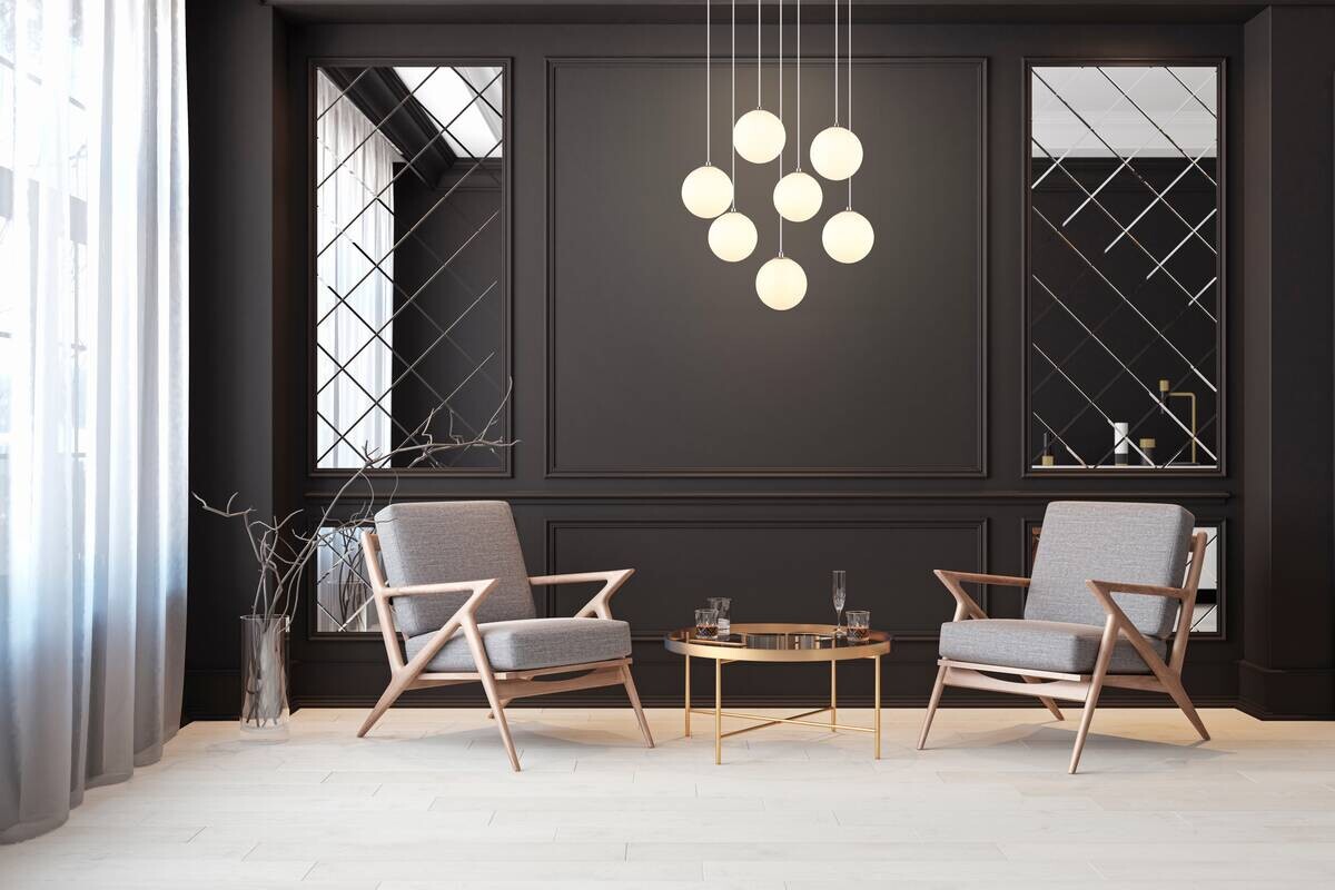 GLOBO Pendelleuchte nickel matt Opal schwarz Kunststoff Glas Metall H/D: ca. 120x55 cm G9 7 Brennstellen