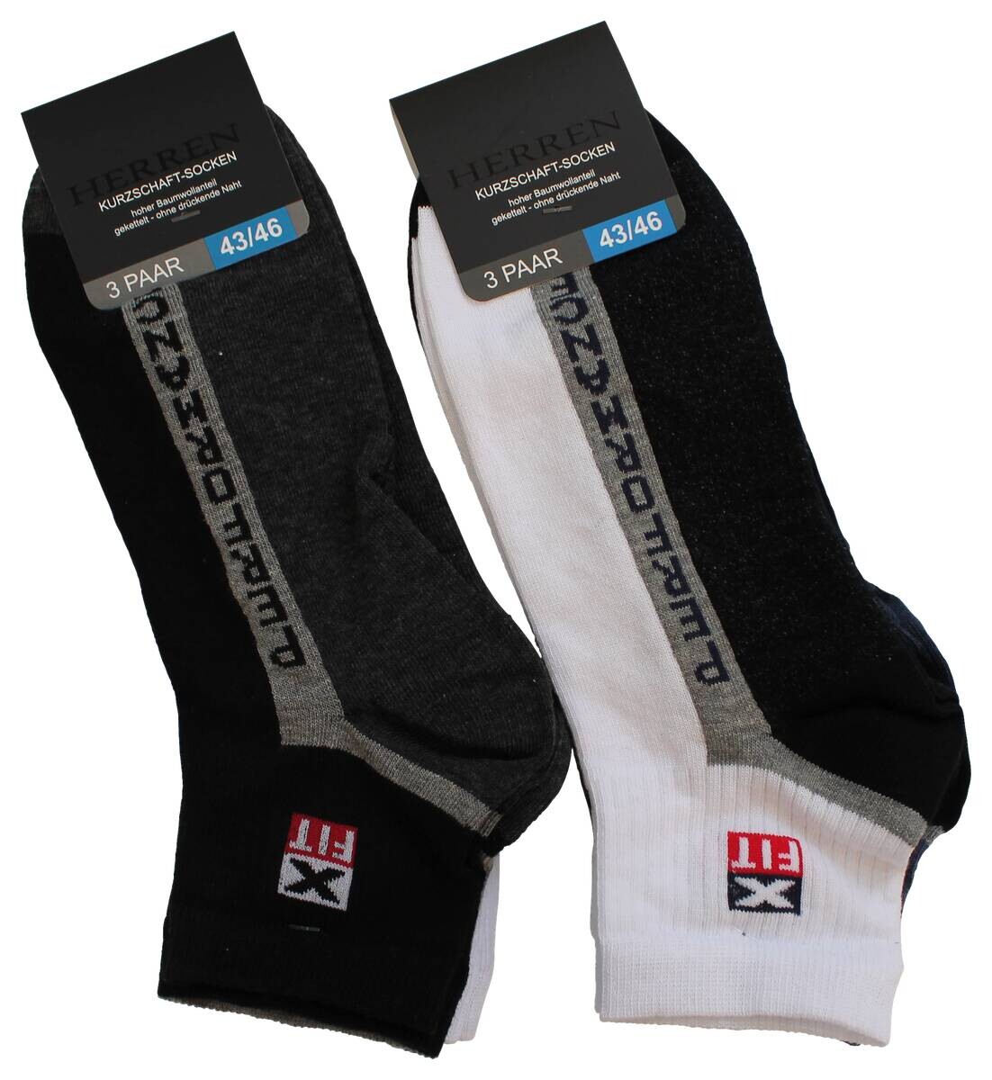 Herren-Socken sortiert 3 Packstücke Größe 43-46