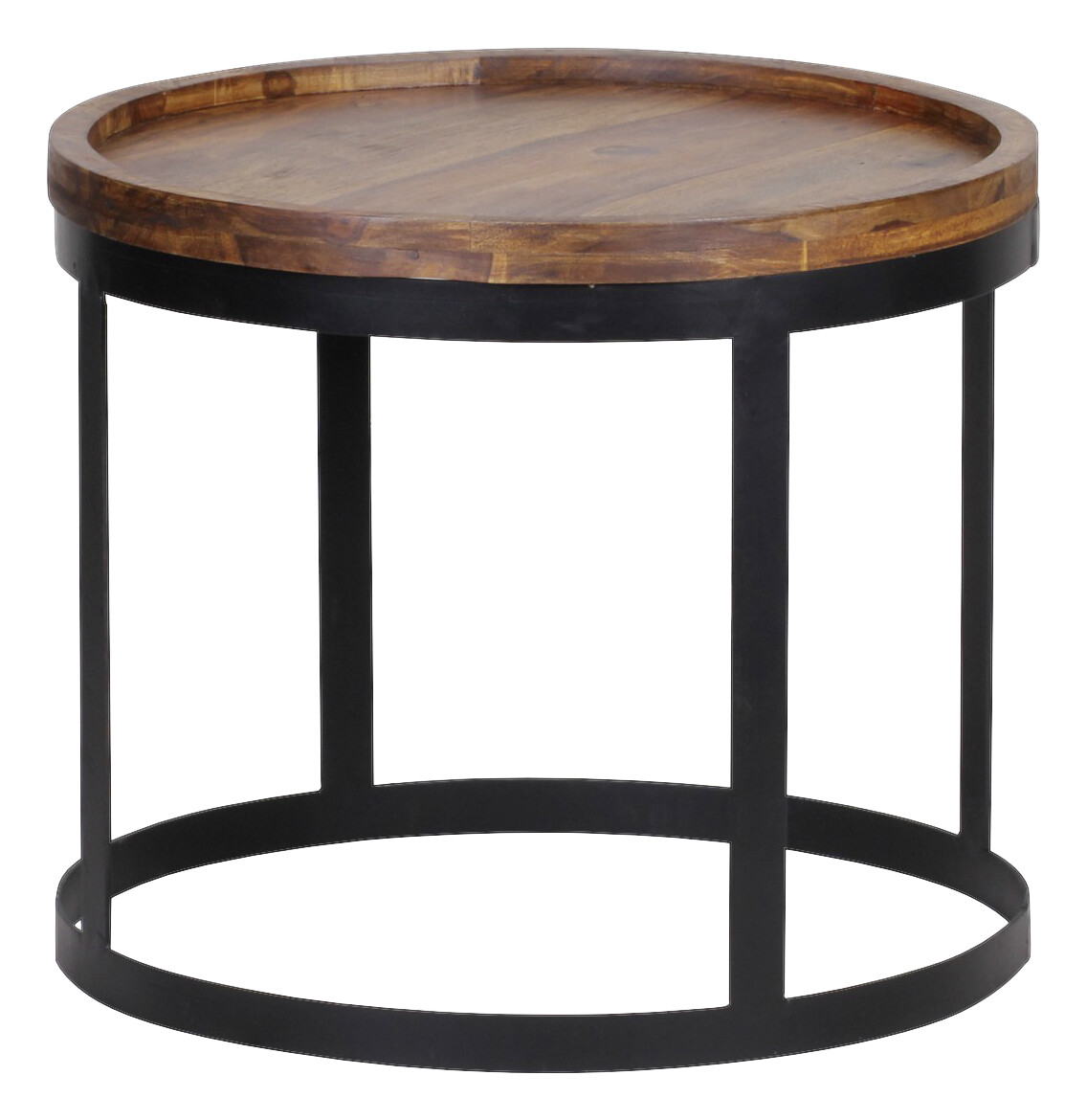 Beistelltisch natur schwarz Akazie Metall