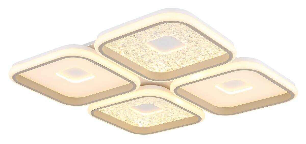 GLOBO LED-Deckenleuchte weiß Opal sand Metall Kunststoff B/H/L: ca. 54x7,8x54 cm 1 Brennstellen