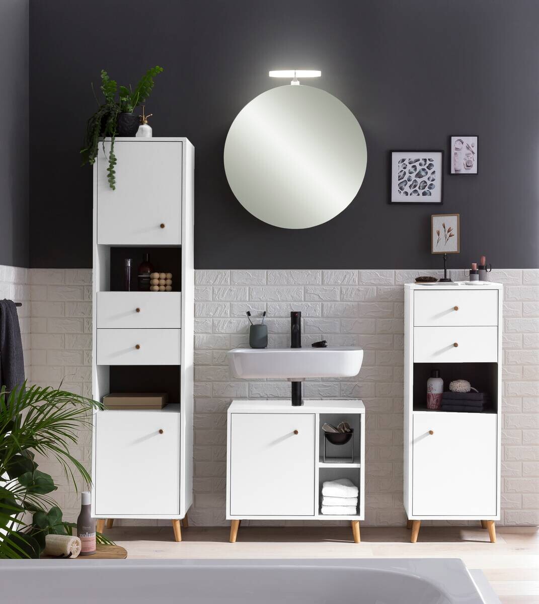 Highboard Bjarne weiß matt B/H/T: ca. 60,2x113,4x33,05 cm