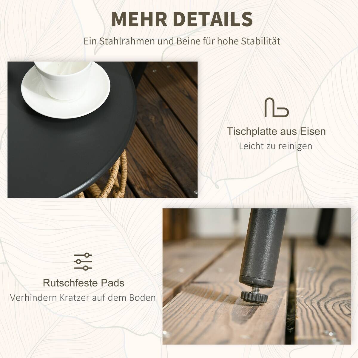 Outsunny Sitzgruppe dunkelgrau Edelstahl B/H/L: ca. 65x62x78 cm