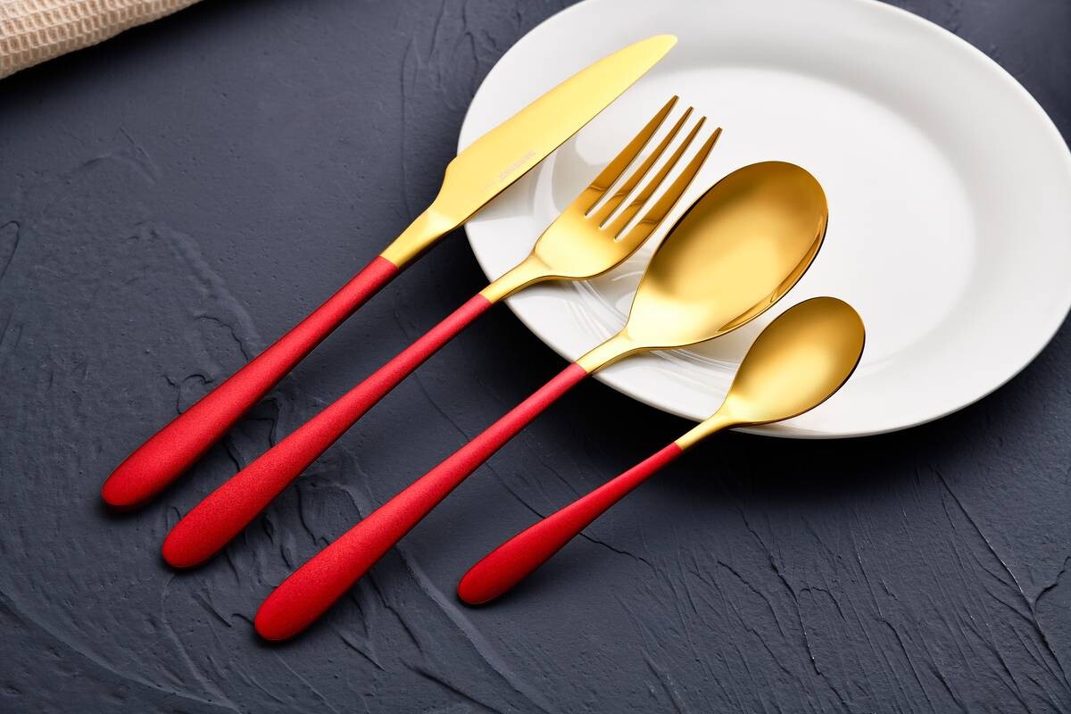 BERGNER Besteckset Lisboa red rot Edelstahl 16 tlg.