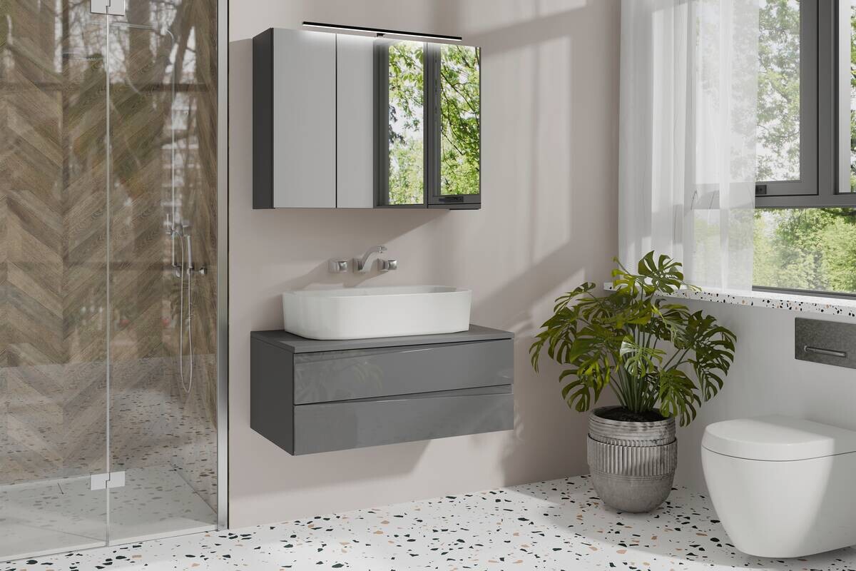 Spiegelschrank SPREE anthrazit B/H/T: ca. 80x60x15 cm