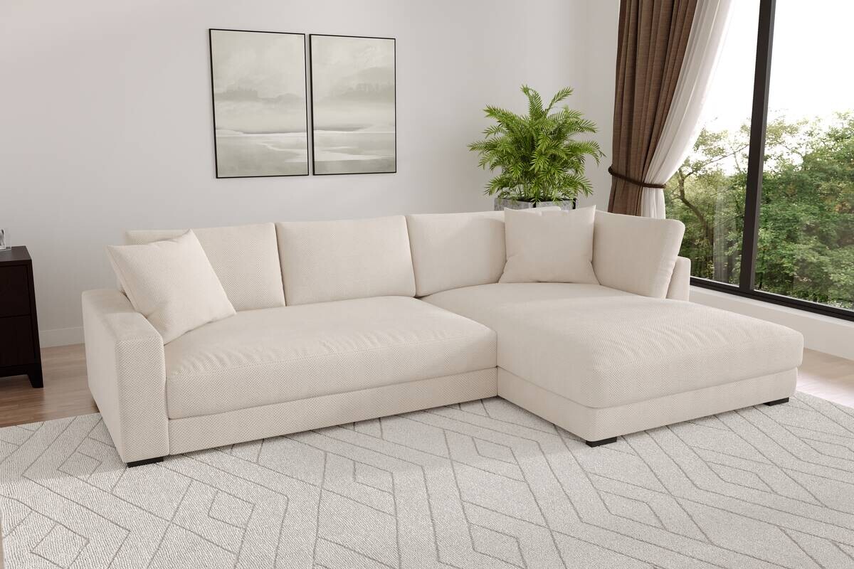 Ecksofa creme Microfaser B/H/T: ca. 300x83x190 cm