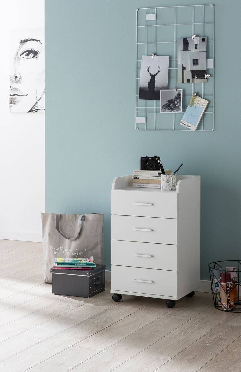 Rollcontainer weiß Spanplatte B/H/T: ca. 40x70,5x33 cm