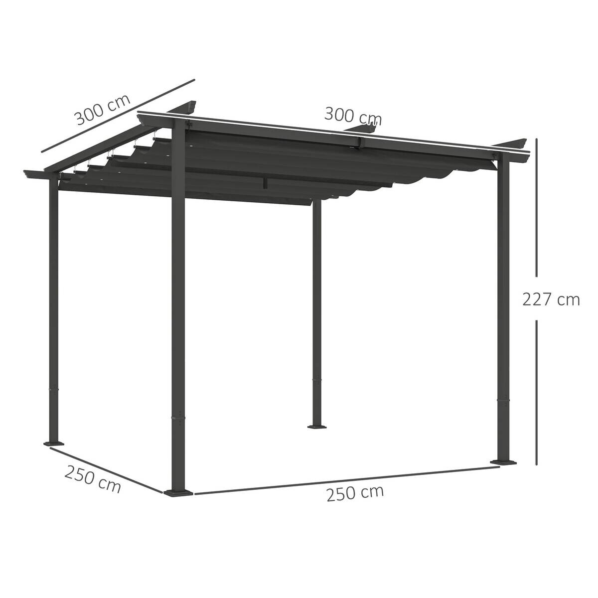 Outsunny Pergola dunkelgrau Metall B/H/L: ca. 300x227x300 cm