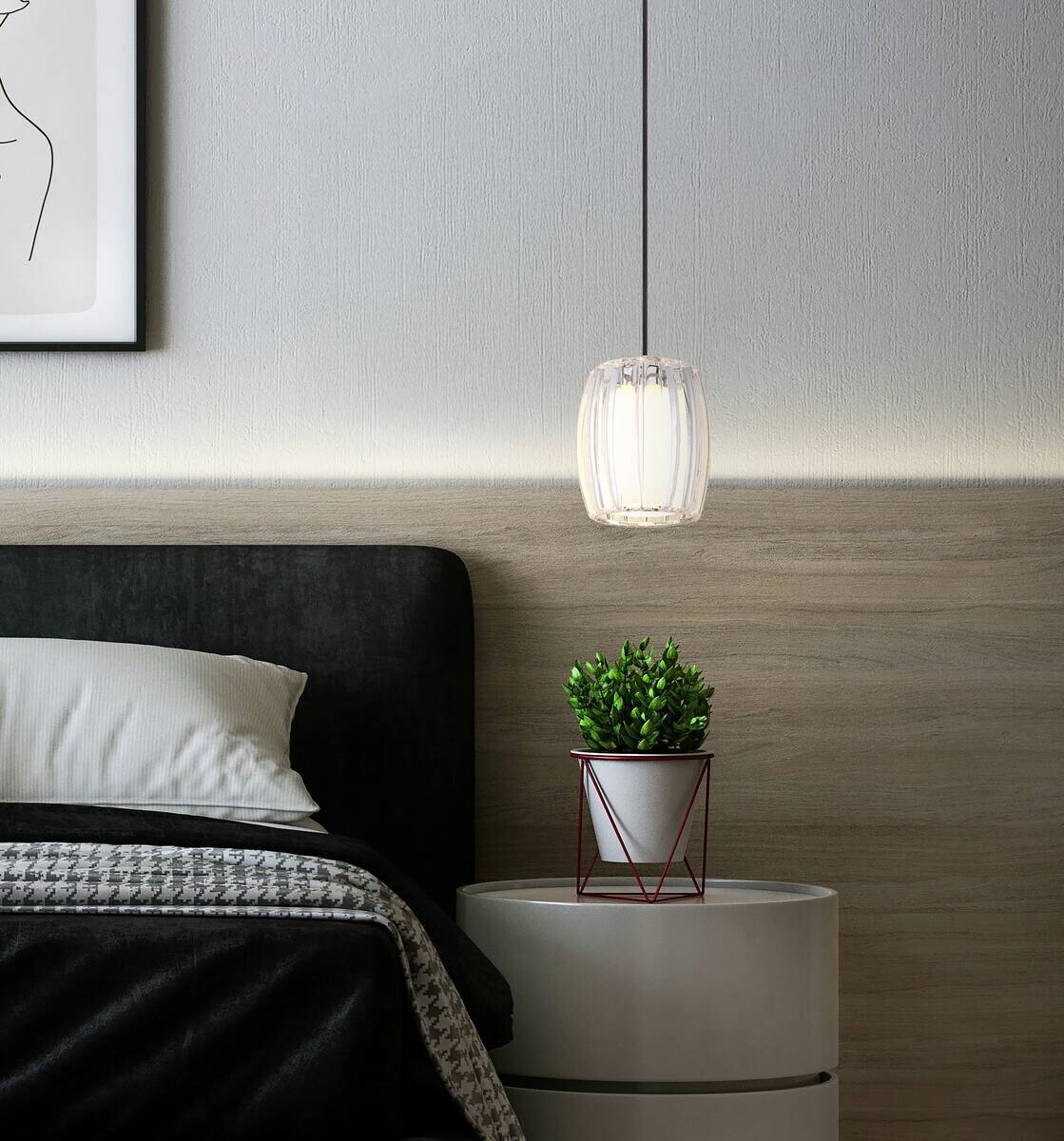 GLOBO Pendelleuchte Chrom Opal schwarz Metall Glas Textil H/D: ca. 120x18 cm E27 1 Brennstellen