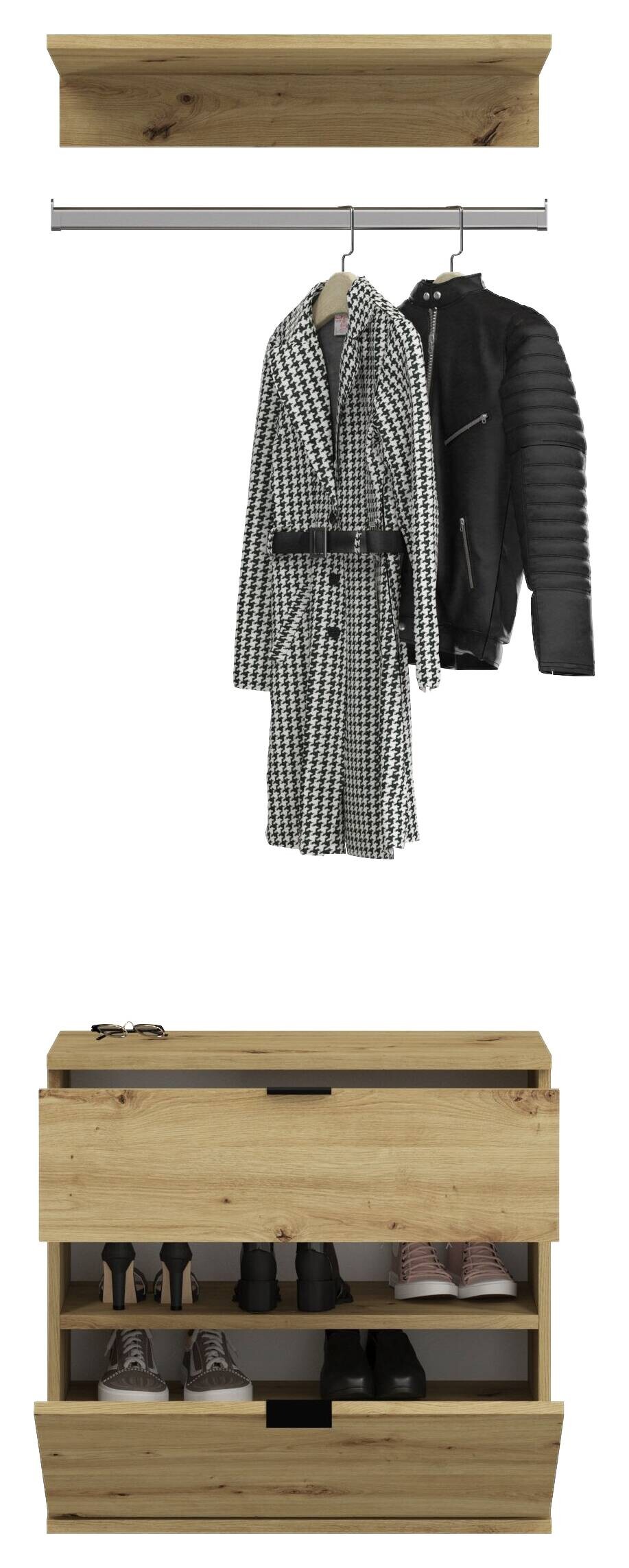 Garderobenset PROJEKT Eiche Artisan Nachbildung B/H/T: ca. 61x193x34 cm