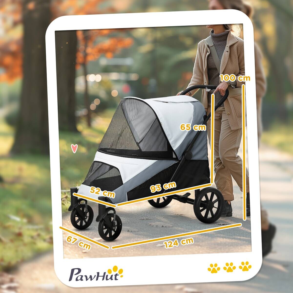 PawHut Hundewagen grau Polyester B/H/L: ca. 67x100x124 cm