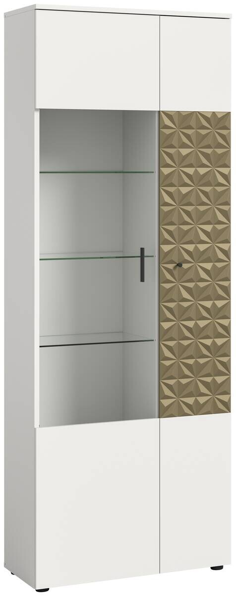 Vitrinenschrank Prisma weiß gold Optik B/H/T: ca. 70x195x37 cm