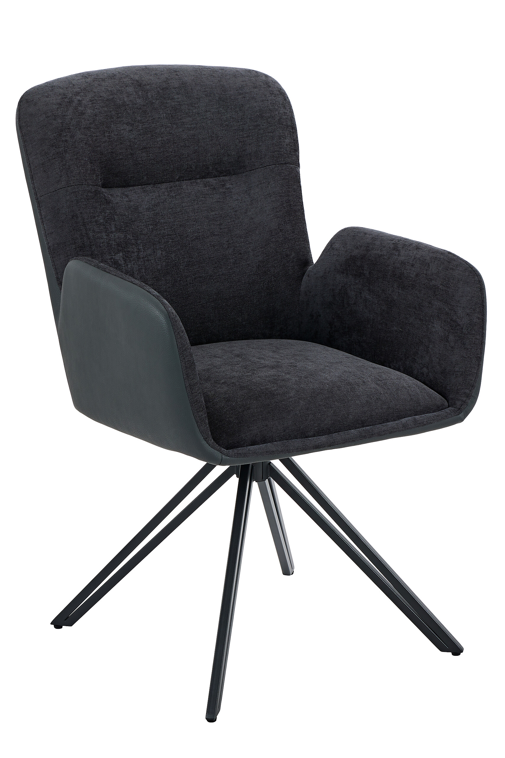 Drehstuhl Milazzo schwarz Kunstleder Webstoff B/H/T: ca. 60x92x68 cm