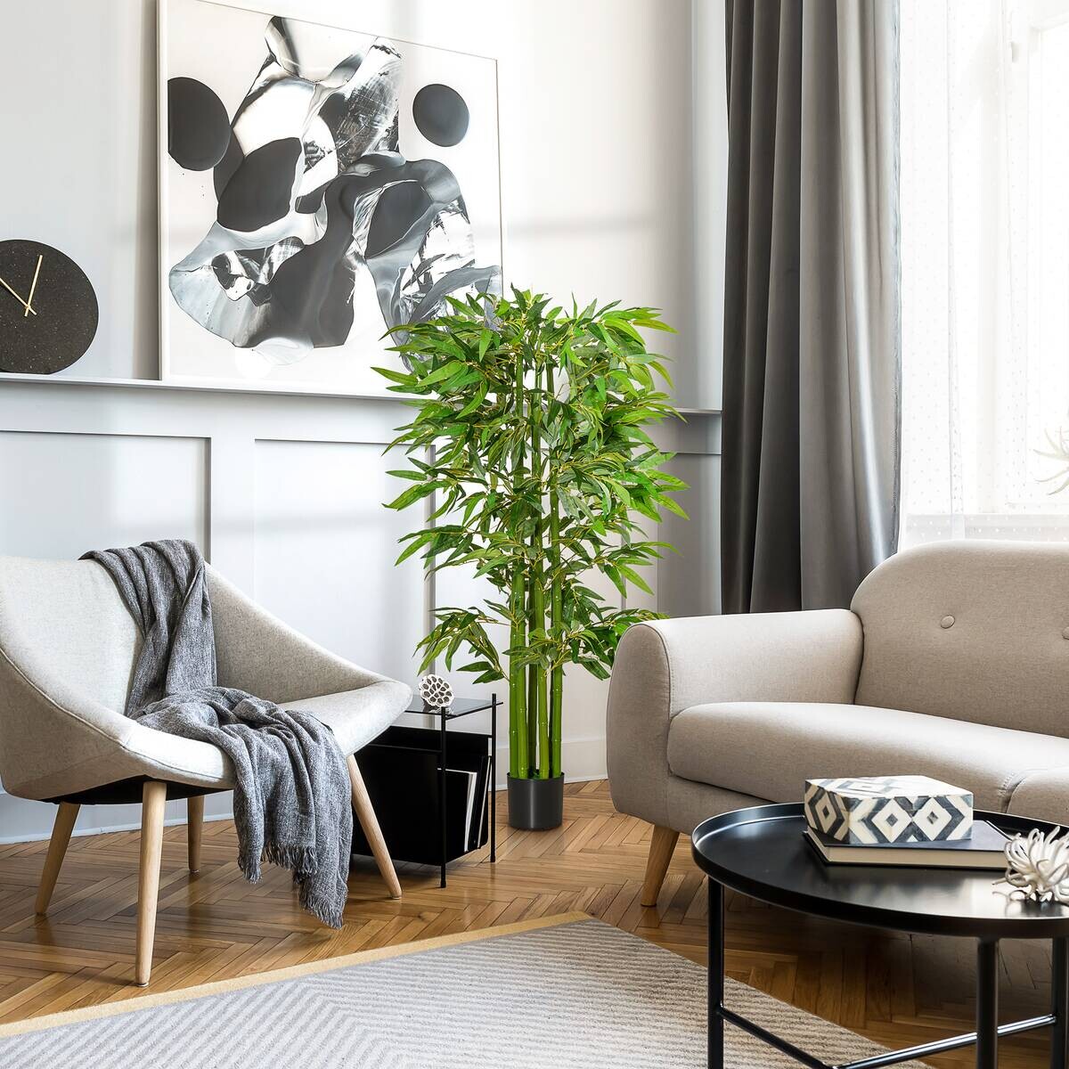 HOMCOM Kunstpflanze grün Polypropylen B/H/L: ca. 17x17x160 cm