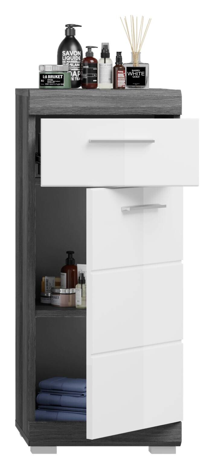 Badezimmer-Set Scout Rauchsilber Nachbildung weiß Hochglanz B/H/T: ca. 112x191x34 cm