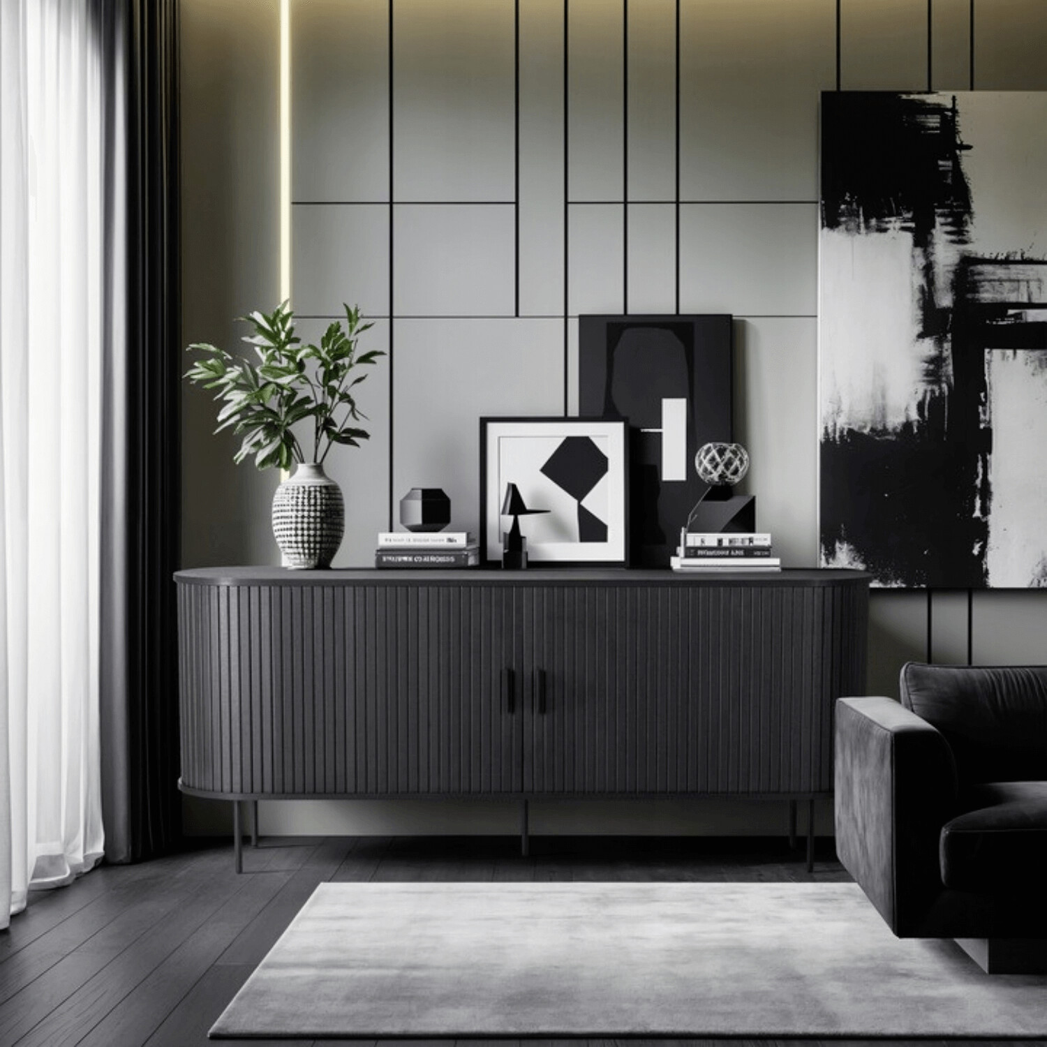 Kommode SELVA schwarz B/H/T: ca. 180x76x40 cm