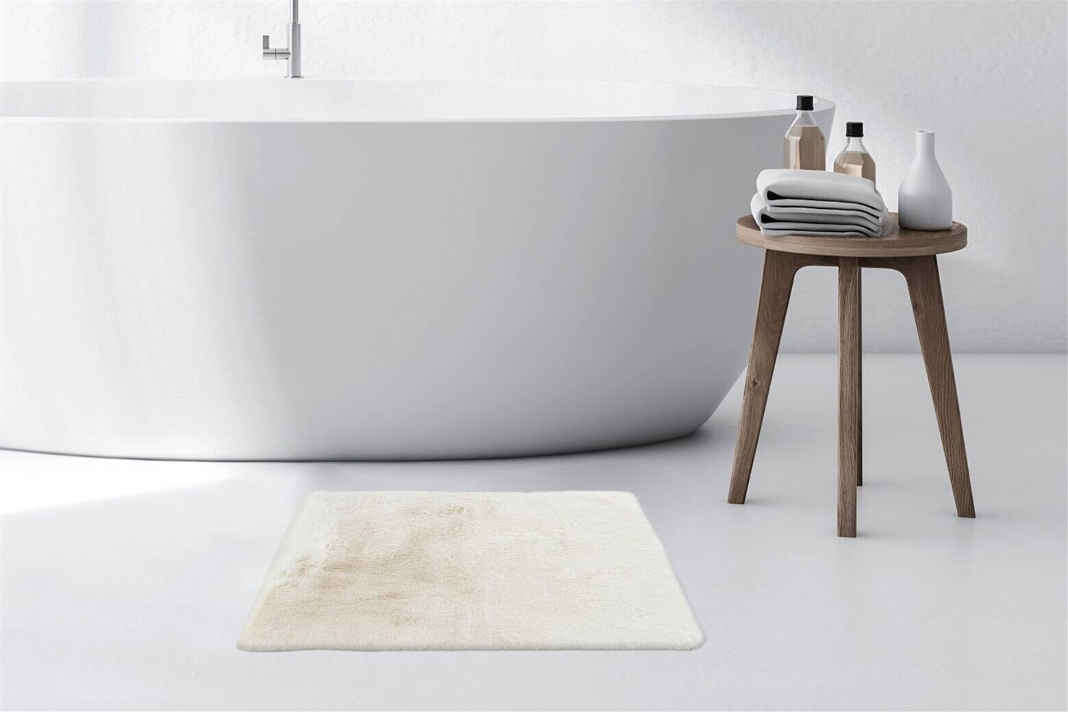 Kayoom Hochflorteppich Badematte Rabbit 625 weiß B/H/L: ca. 40x3,5x60 cm