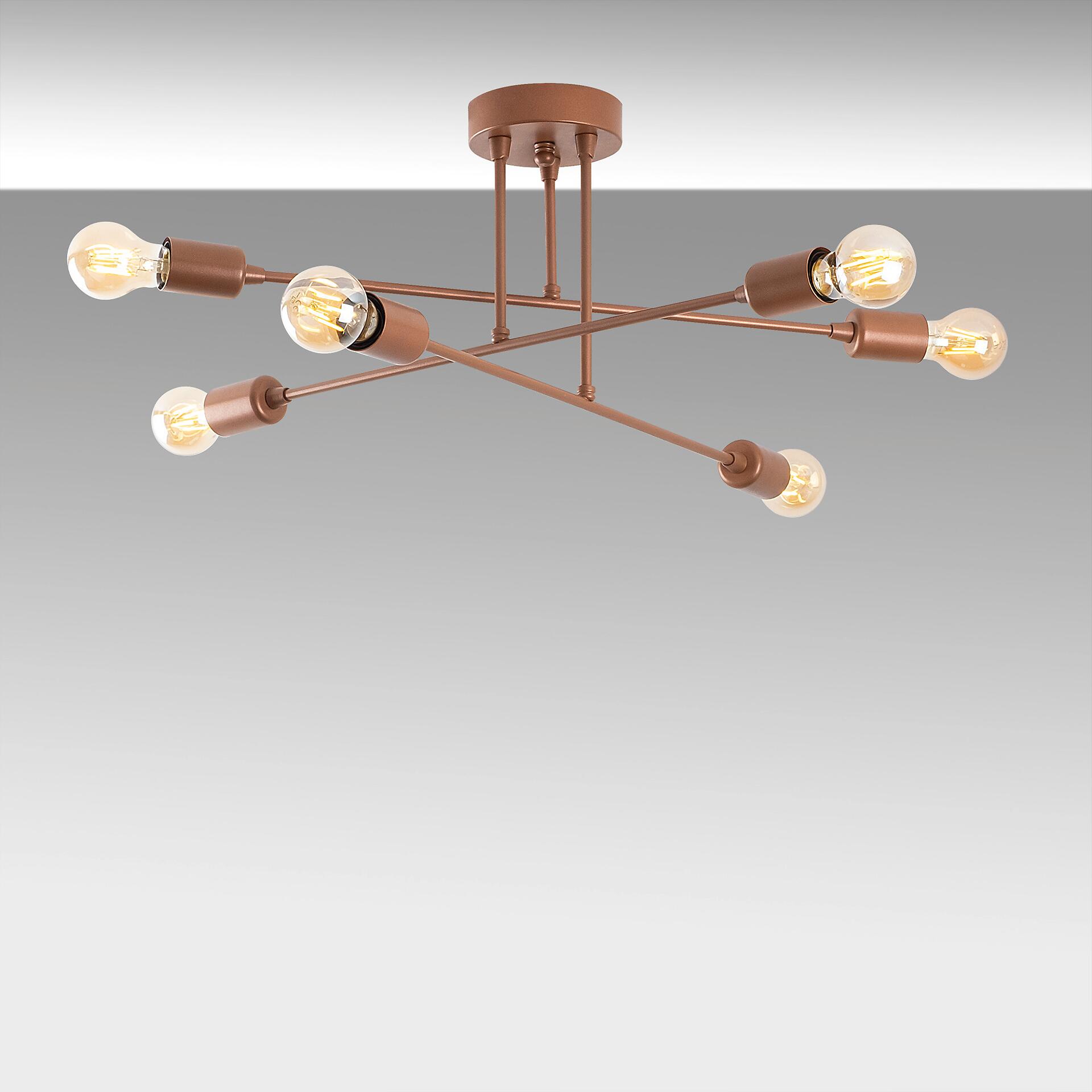 Opviq Deckenleuchte Fleur-1502 Kupfer B/H/T/L/D: ca. 66x27x66x66x66 cm E27 6 Brennstellen