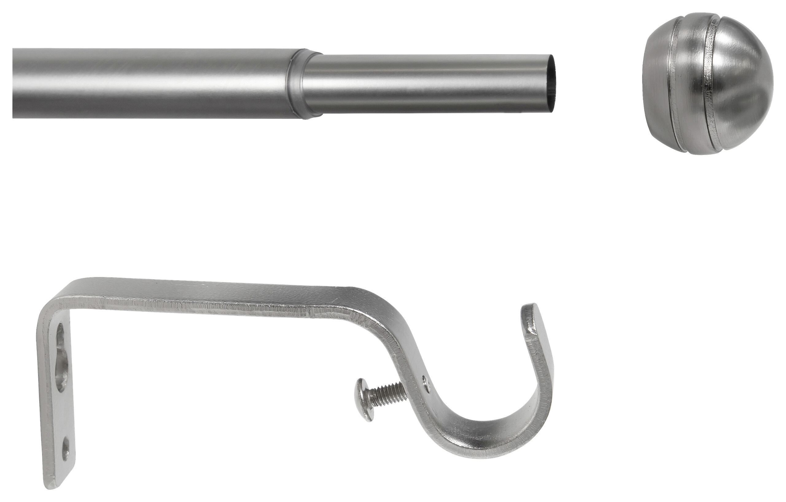 Gardinenstange Edelstahloptik Metall ausziehbar von ca. 120 bis 210 cm 1.0 Läufe