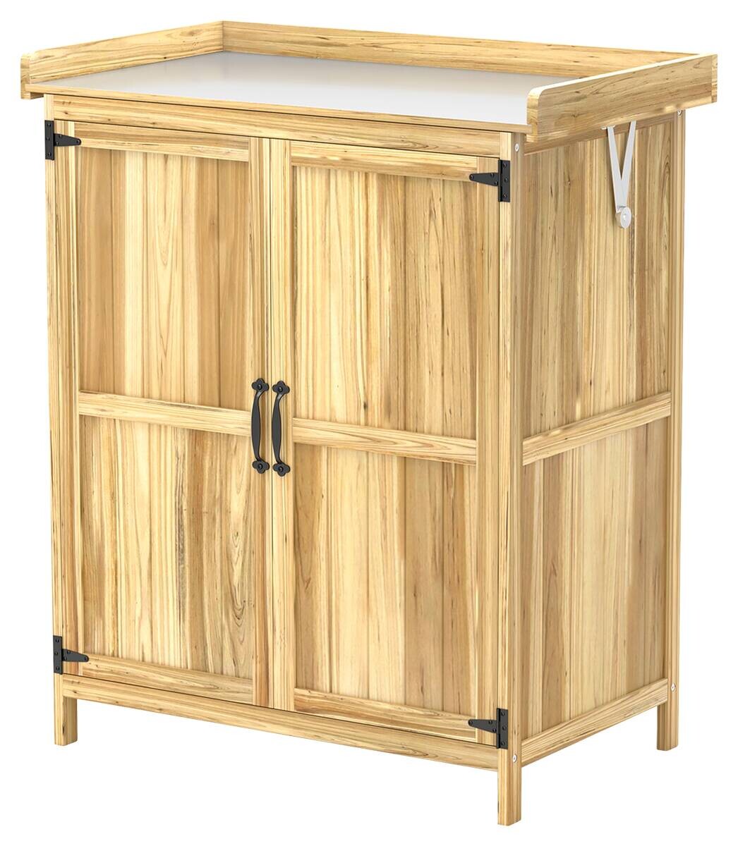 Outsunny Gartenschrank Holzoptik Edelstahl B/H/L: ca. 43x88x74 cm