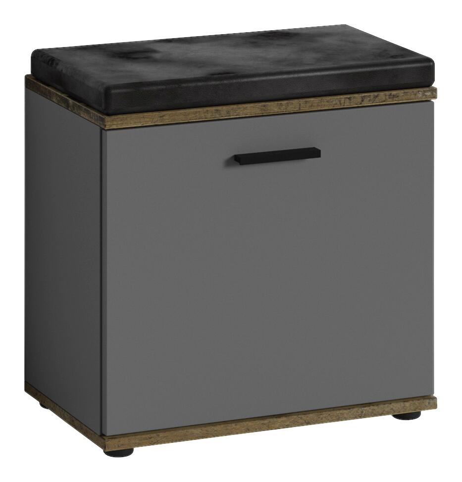 Sitzbank JAKOB schwarz anthrazit Eiche Old Wood Nachbildung B/H/T: ca. 48,5x49x30 cm