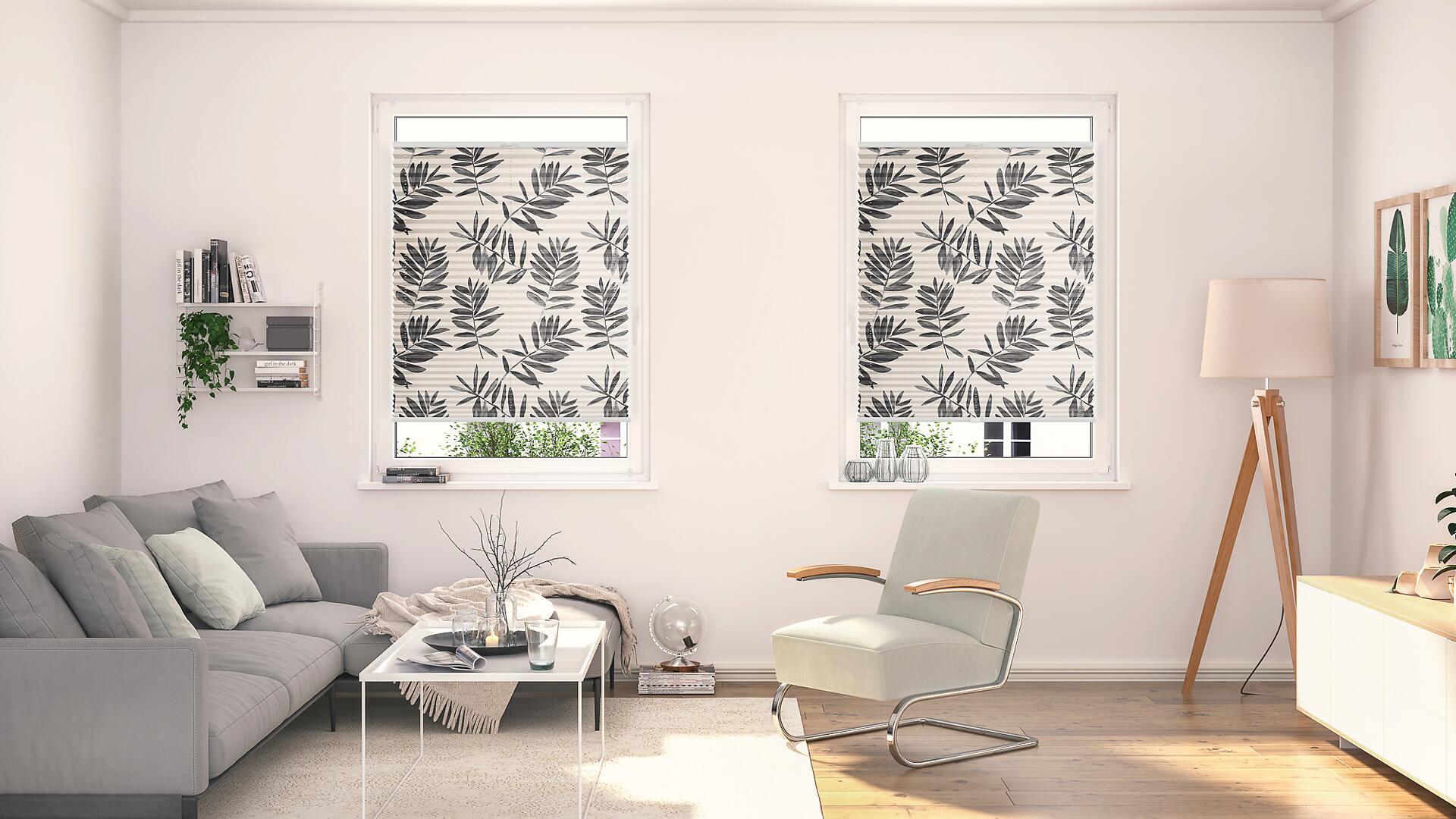 LICHTBLICK Spannplissee Black Watercolor schwarz B/L: ca. 70x130 cm