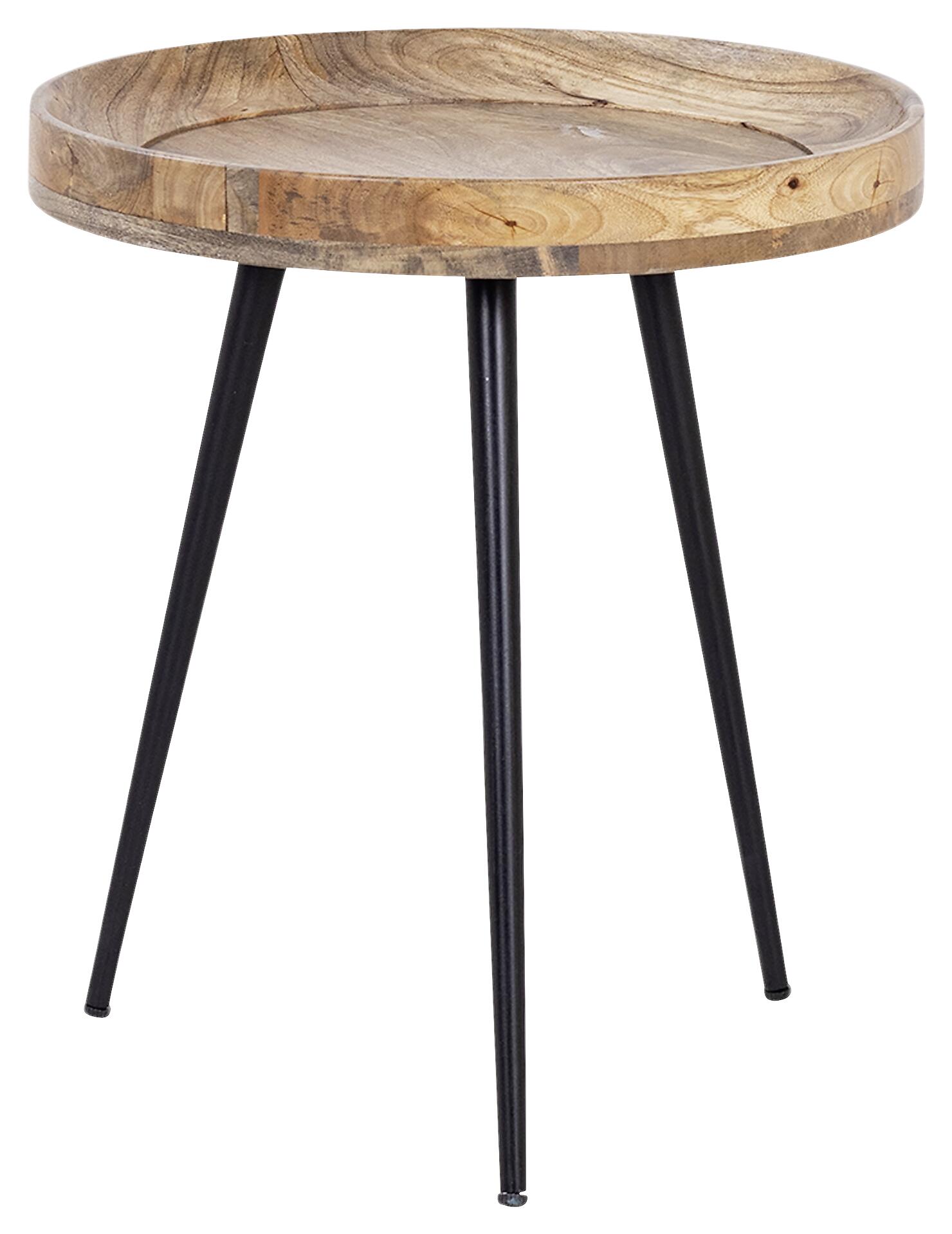 Beistelltisch AVA natur schwarz pulverbeschichtet Echtholz Metall B/H/T: ca. 45x50x45 cm