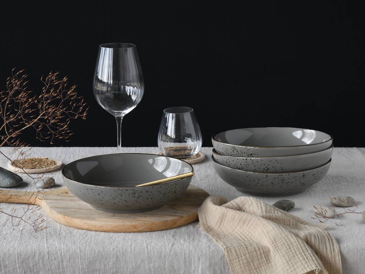 CreaTable Schüssel-Set Nature Collection Stone grau Steinzeug