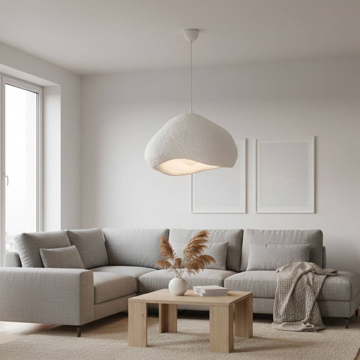 Opviq Pendelleuchte weiß Metall Fiberglas B/T/L: ca. 50x46x50 cm E27 1 Brennstellen