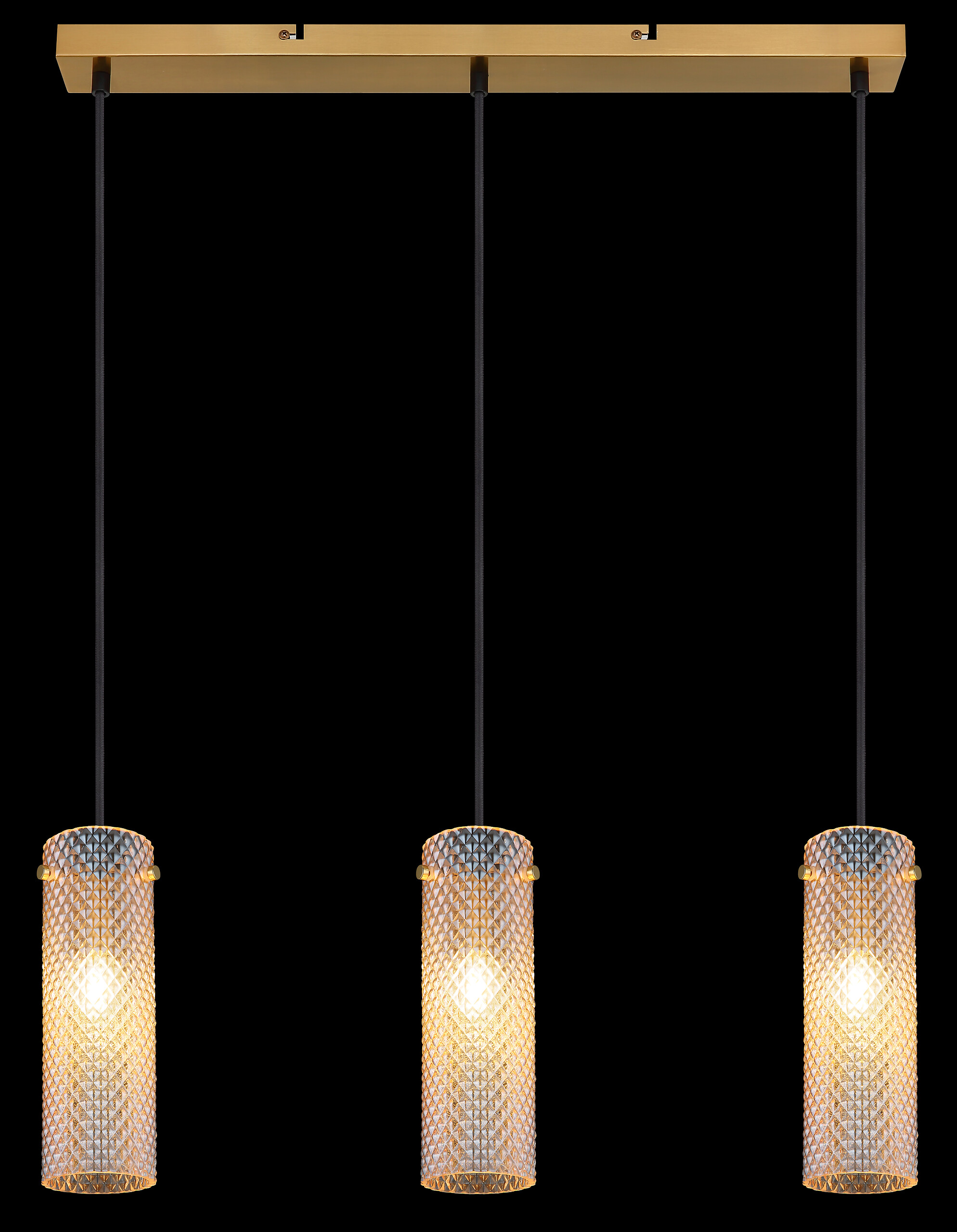 GLOBO Pendelleuchte amber gold Metall Glas B/H/T/L: ca. 8x120x65x65 cm E14 3 Brennstellen