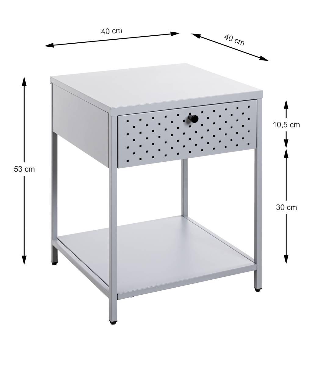 Beistelltisch grau B/H/T: ca. 40x53x40 cm
