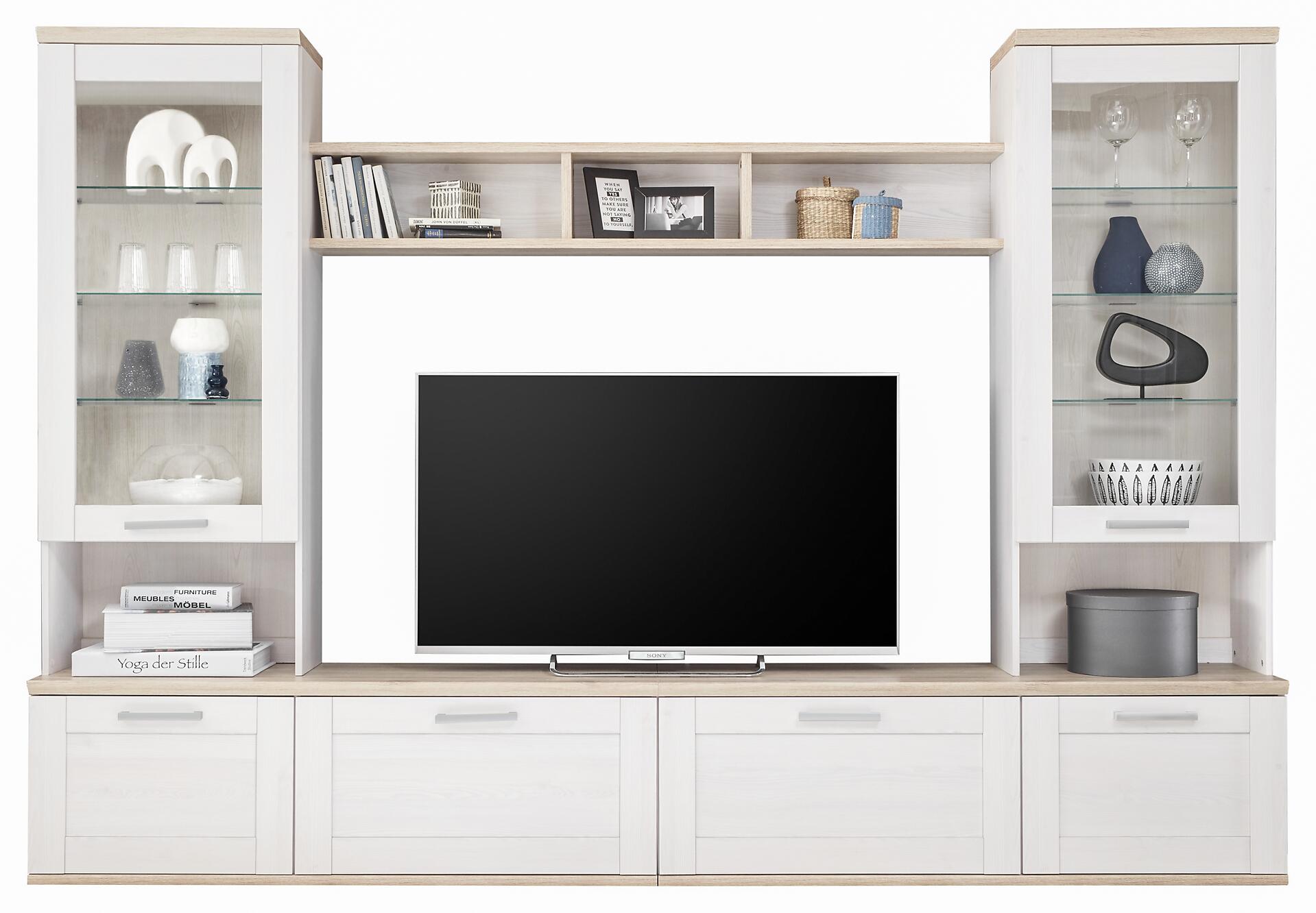 Wohnwand Romance Sibiu Lärche Nachbildung Eiche San-Remo Nachbildung B/H/T: ca. 277x191x43 cm Wohnwand Romance Sibiu Lärche Nachbildung Eiche San-Remo Nachbildung B/H/T: ca. 277x191x43 cm