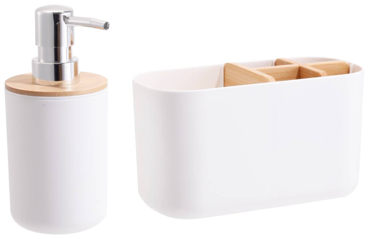 Sensation Badezimmer-Set weiß natur Kunststoff Bambus