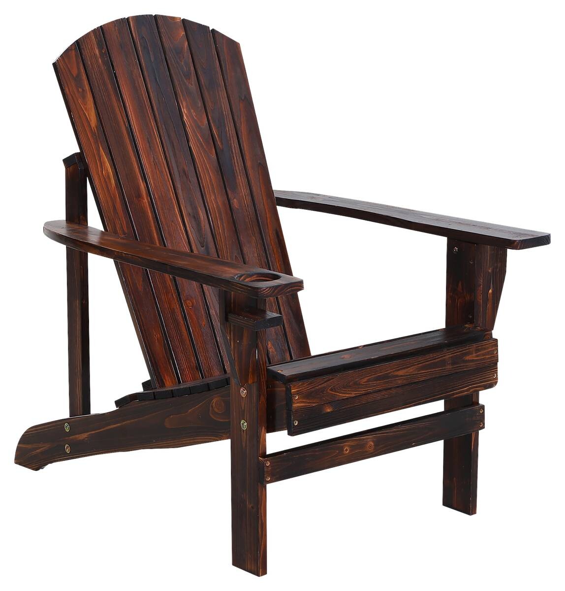 Outsunny Gartenstuhl mit Becherhalter braun Holz B/H/T: ca. 97x93x72,5 cm