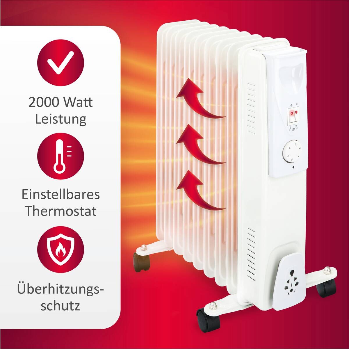 Ölradiator weiß Metall B/H/T: ca. 40x55x23,5 cm ca. 2000 W