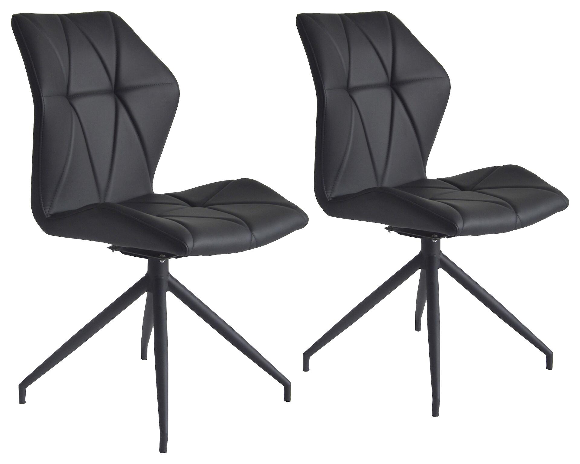 Stuhl IMKE  2er-Set schwarz schwarz Kunstleder Metall B/H/T: ca. 52x90,5x62 cm