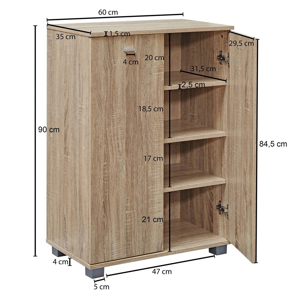 Schuhschrank Sonoma Nachbildung B/H/T: ca. 35x90x60 cm
