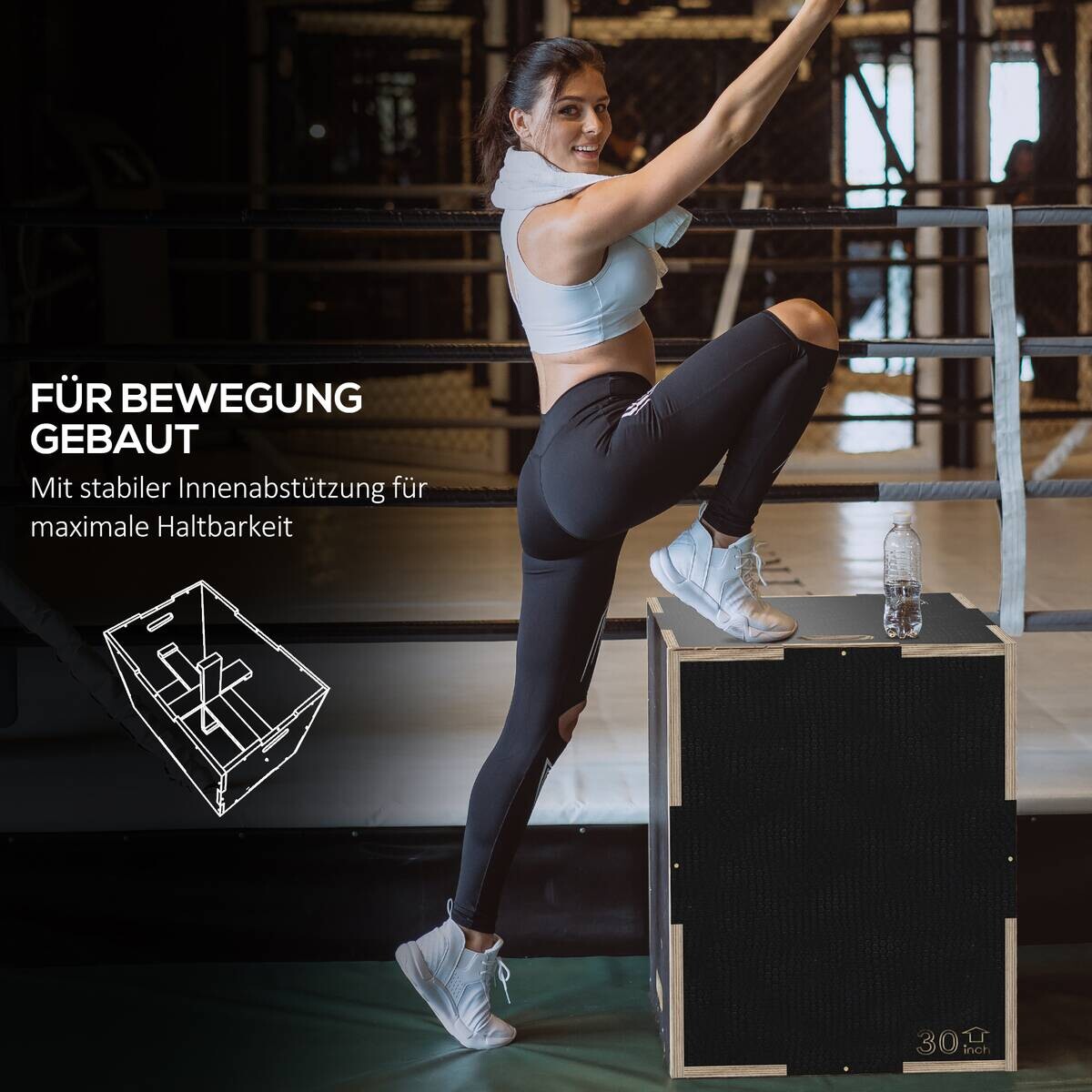 SPORTNOW Sprungbox schwarz Buche B/H/L: ca. 61x51x76 cm