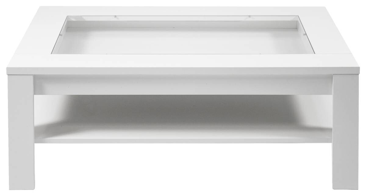 byLIVING Couchtisch RALPH weiß Holzwerkstoff Klarglas B/H/T: ca. 110x43x67 cm